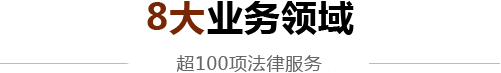 8大业务领域，超百项法律服务。